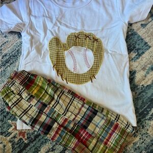 White and Red Pajama Set with Baseball Theme